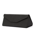 Custodia pieghevole nera in pelle Saffiano per occhiali con design triangolare e chiusura magnetica - Custodia Pieghevole Triangolare