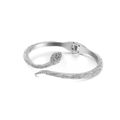 Bracciale a serpente d'argento con pietre scintillanti e occhi di pietre verdi placcato 18 carati - Stile Argento (KB119856-KSP)