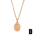 Rose gold Virgin Mary necklace with oval micro-pave zirconia pendant and cross chain - Type D/Oval Solid Relief/Rose Gold / Rose Gold