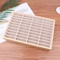 32-slot wooden jewelry tray with beige velvet lining for rings and earrings - 32 Slots / Beige