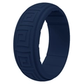 Navy blue silicone ring with embossed Greek Key pattern for active men - US 7 / Dark Blue