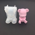 DIY silicone mold for 3D sitting bear and pink resin bear craft accessory - Mirror 3D Holding Hand Bear Mold