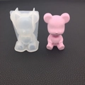 DIY silicone bear mold for resin casting with pink heart bear finished craft result - Mirror 3D Holding Heart Bear Mold