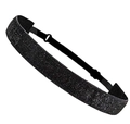 Sparkly black sequin elastic headband for kids with adjustable strap and glitter finish - Black