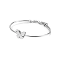 Bracciale a farfalla in argento lucido con chiusura a moschettone e zircone - Colore Acciaio (KB112199-GC)