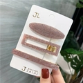 Set di tre fermagli per capelli in acrilico rosa antico glitterato su cartoncino - 14# Set Cielo Stellato Rosa Glitter da 3