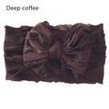 Detailed view of wide elastic baby headband with large layered bow in deep coffee - Dark Coffee