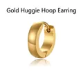 Polierte goldene minimalistische Creolen für Herren aus robustem Edelstahl-Finish - Ohrbuckle / Gold
