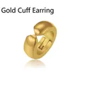 Clip de oreja dorado mate minimalista con diseño en U sin perforación para hombres - Pendientes de clip / Dorado