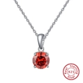S925 sterling silver necklace with a round brilliant cut red garnet gemstone pendant - Garnet Red