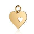 Goldener Edelstahl-Herzanhänger mit Love-Ausschnitt und polierter Oberfläche - 16*13mm / Hohlherz Gold