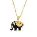 Collana con ciondolo a forma di elefante in smalto nero e finitura dorata - Nero