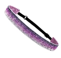 Sparkly gradient pink and silver sequins headband with adjustable black elastic strap - Pink Silver Gradient