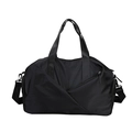 Schwarze Reisetasche aus Nylon mit Umhängegurt und separatem Nass-Trocken-Fach - Schwarz