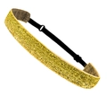 Elastic golden sequin headband for girls with adjustable black strap on white background - Gold