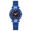 Orologio blu cielo stellato con cinturino milanese magnetico e vetro sfaccettato - Blu