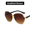Frameless rimless children's sunglasses with gradient brown lenses and gold metal details - Gradient Tea