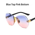 Kids rimless rimless sunglasses with blue and pink gradient lenses and gold frame - Blue Pink Gradient