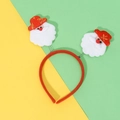 Weihnachtshaarreif mit roter Basis und zwei Plüsch-Weihnachtsmann-Figuren an Federn - Weihnachtsmann / Rot
