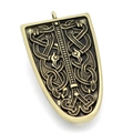 Nordic Viking rune pendant brooch in bronze finish with intricate Celtic knotwork design - Antique Bronze