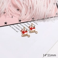 Enamel Christmas sleigh pendant in red and gold finish, size 14x21mm for DIY jewelry - No.37 Sleigh