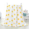 Soft six-layer cotton gauze baby blanket with yellow chick prints in white - Little Yellow Chick