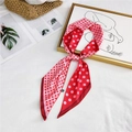 Polka dot silk scarf in red and pink splice design for wrist or bag handle decoration - Red White Polka Dot