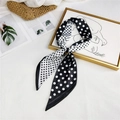 Polka dot silk scarf with black and white patterns hanging on a golden frame - Black White Polka Dot