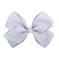 Handmade light grey grosgrain ribbon bow hair clip for girls, classic double layer design - Light Gray
