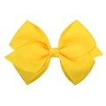 Bright yellow grosgrain ribbon bow hair clip for children featuring a ribbed texture - Bright Yellow