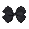 Single black grosgrain ribbon bow hair clip for girls on white background - Black (4)