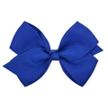 Classic dark blue grosgrain ribbon bow hair clip for children with ribbed texture - Dark Blue
