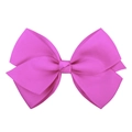 Classic bright pink ribbed grosgrain ribbon hair bow clip for girls and toddlers - Rose Red