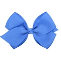 Classic royal blue grosgrain ribbon hair bow clip for children with ribbed texture - Sapphire Blue