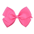 Close-up of bright pink grosgrain ribbon bow clip showing high-quality fabric texture - Magenta