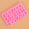 Pink silicone resin mold featuring multiple shapes like hearts stars and moon for DIY jewelry - 50-282-A/Multi-Shape Jewelry / Pink