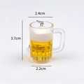 Miniature beer mug keychain with yellow liquid and realistic white foam, 3.7cm height - Large Straight Beer Mug