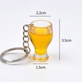 Mini creative beer mug keychain with realistic yellow resin and silver metal ring - Curvy Beer Mug