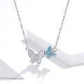 Elegante S925 sterling zilveren strikketting met blauwe edelsteen vlinder hanger - Ketting / 800 Zilver