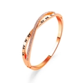 Rose gold cross bangle featuring Roman numerals and sparkling rhinestones - Rose Gold Roman Numerals Cross Style (8912)