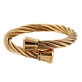 Brazalete ajustable de cable trenzado dorado en acero de titanio pulido para hombres - Estilo de Cuerda Retorcida Dorada (KB119206-KFC)
