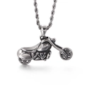 Collana con ciondolo a forma di moto in acciaio inossidabile argento stile punk e catena a fune - Design Motocicletta Retrò (KP82174-KHX)