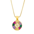 Detail of Letter N pendant with colorful zircon crystals and gold chain necklace - Gold N