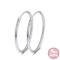 Classic 925 sterling silver hoop earrings with a polished finish on a white background - SE146-Silver 40mm