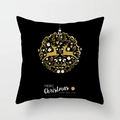 Housse de coussin de Noël noire avec motifs dorés de renne et boule festive - Noir Or Boule Sphérique Renne
