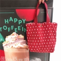 Red polka dot tote bag with pleated texture fabric and a golden metallic snap button - Red Polka Dot Style (Red)