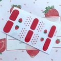 QF-434 strawberry theme nail stickers with red dots and 3D patterns on a clear base - QF434-Red Strawberry Polka Dots