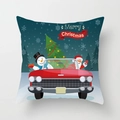 Merry Christmas pillow cover featuring Santa Claus and snowman on a white background - White Cartoon Gift Car (DRD370-4)
