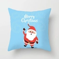 Sky blue Christmas pillow cover featuring red Santa Claus and white snowflake patterns - Sky Blue Snowflake Santa Claus (DRD370-39)