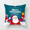 Blue Christmas pillowcase with Santa Claus holding bells and Merry Christmas text - Blue Base Bell-ringing Santa (DRD370-40)